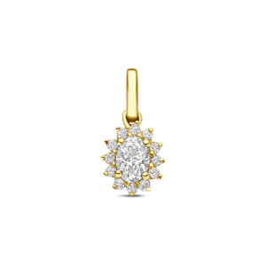 hanger lab grown diamant 0.21ct f vs 6,5 mm 14K geelgoud
