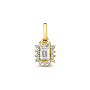 hanger lab grown diamant 0.21ct f vs 6,5 mm 14K geelgoud