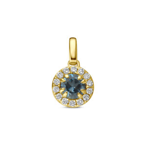 hanger london blue topaas en lab grown diamant 0.08ct f vs 7 mm 14K geelgoud