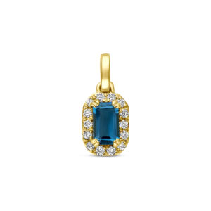 hanger london blue topaas en lab grown diamant 0.08ct f vs 7,5 mm 14K geelgoud