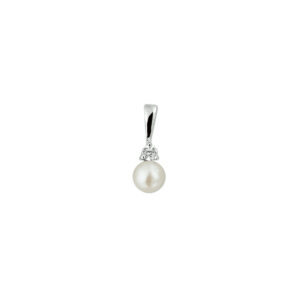hanger parel en zirkonia zilver gerhodineerd