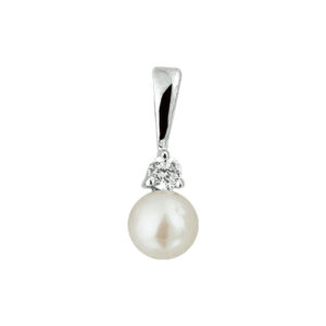 hanger parel en zirkonia zilver gerhodineerd