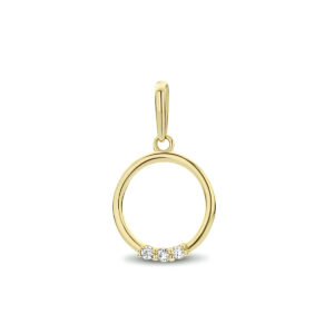 hanger rond zirkonia 17 mm 14K geelgoud