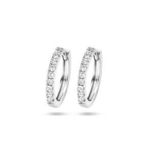 klapoorringen diamant 0.15ct (2x0.075ct) g si 14K witgoud