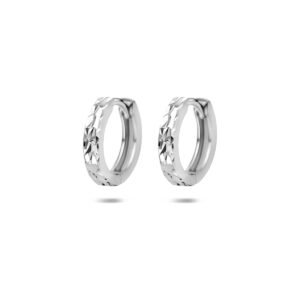 klapoorringen gediamanteerd 14 mm zilver gerhodineerd