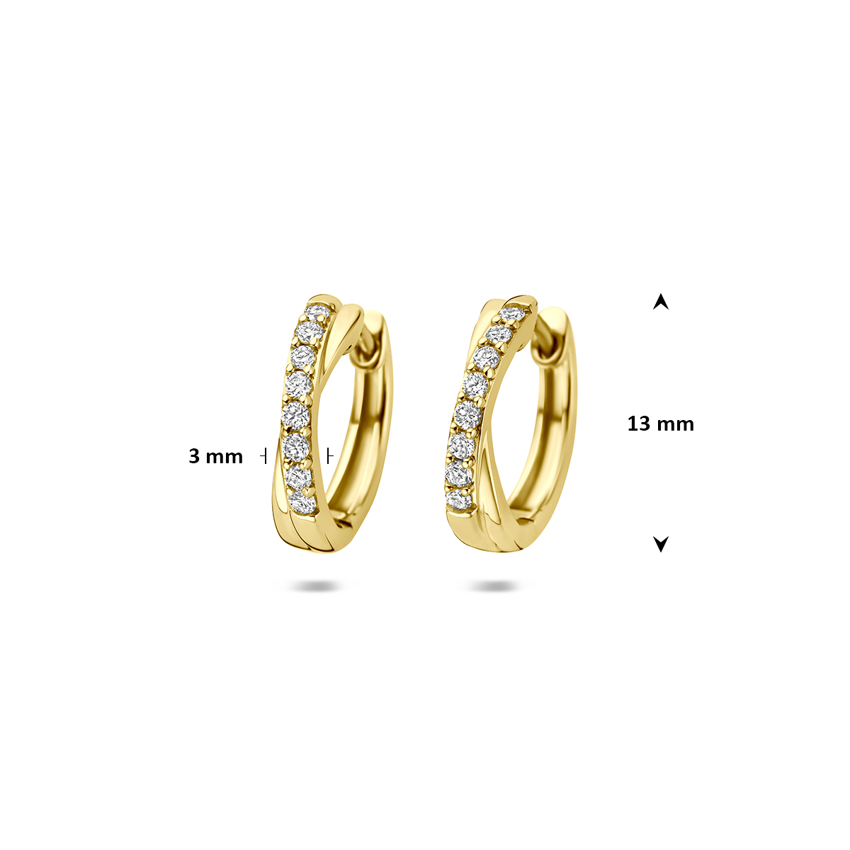 klapoorringen lab grown diamant 0.20ct (2x 0.10ct) g vs 13 mm 14K geelgoud - Afbeelding 4
