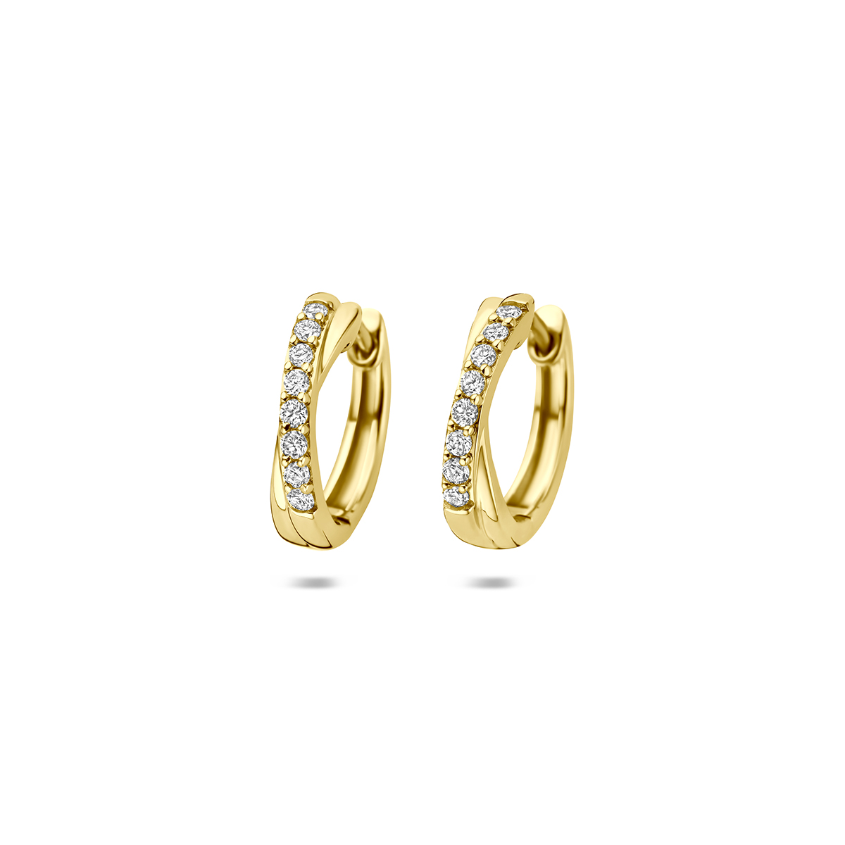 klapoorringen lab grown diamant 0.20ct (2x 0.10ct) g vs 13 mm 14K geelgoud