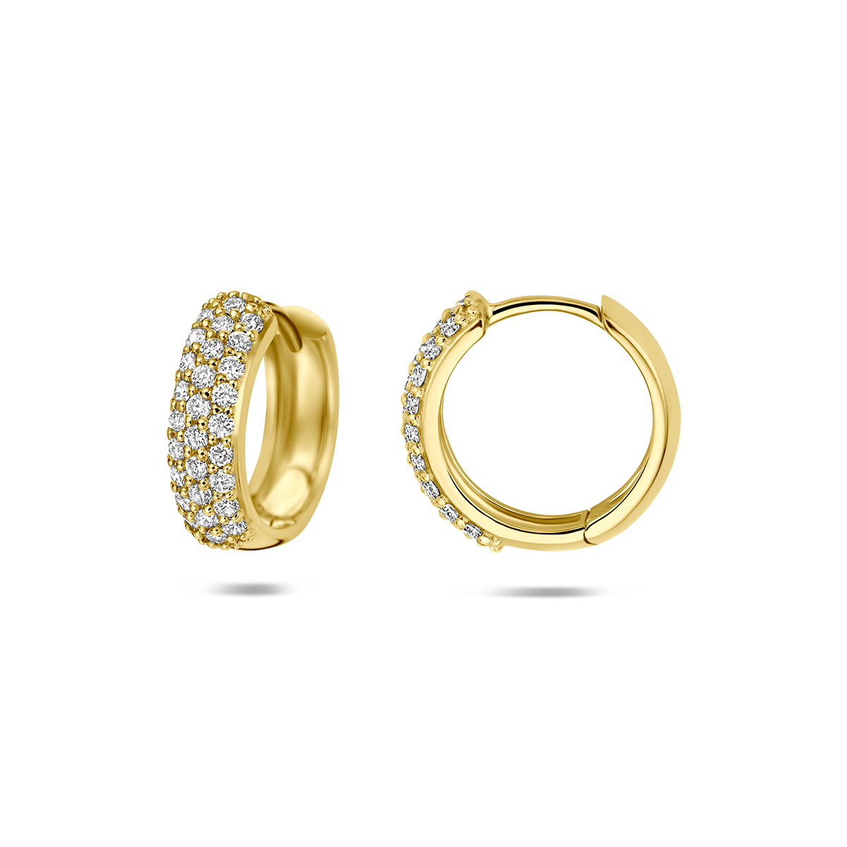 klapoorringen lab grown diamant 0.45ct (2x 0.225ct) f vs 13 mm 14K geelgoud - Afbeelding 3