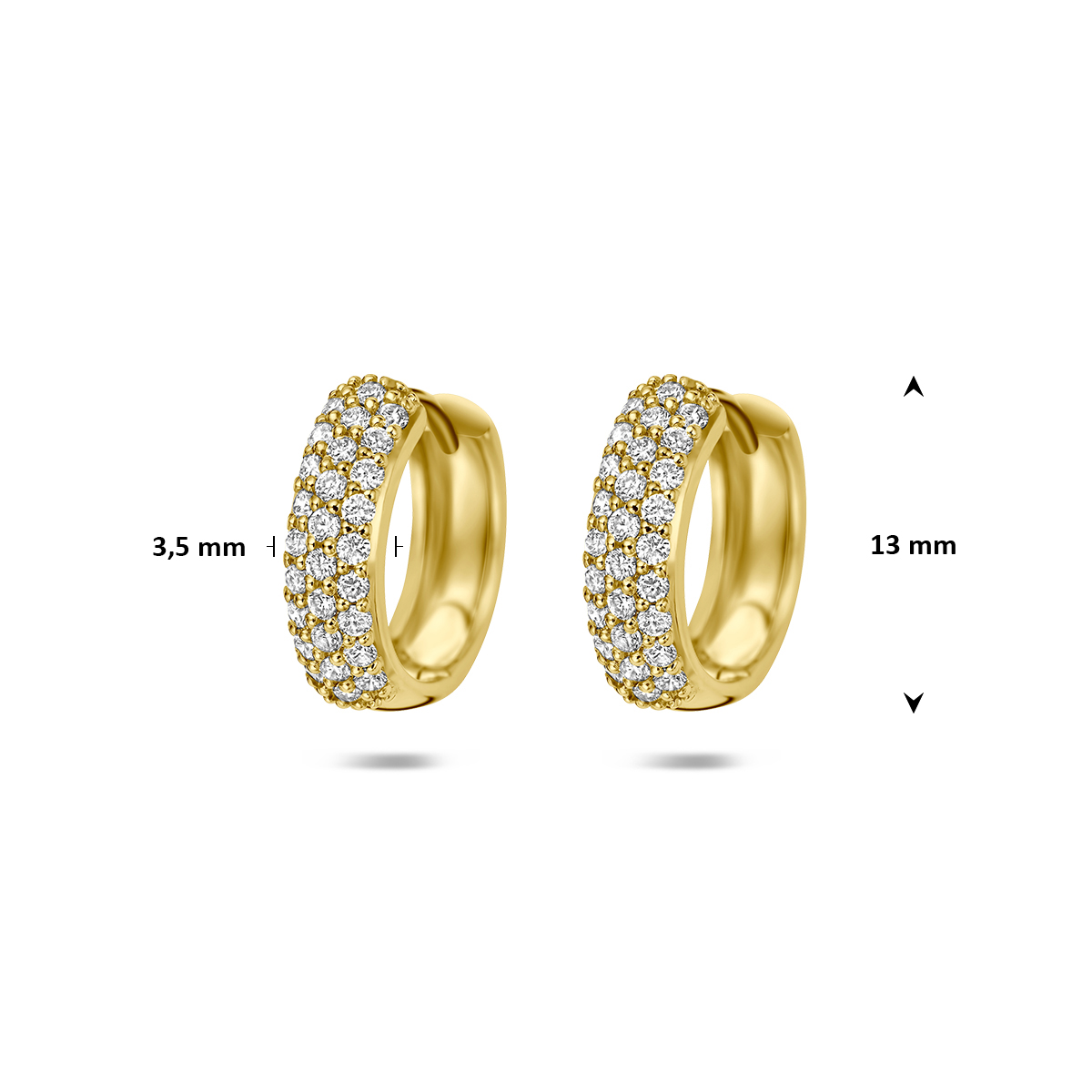 klapoorringen lab grown diamant 0.45ct (2x 0.225ct) f vs 13 mm 14K geelgoud - Afbeelding 4