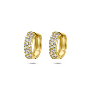 klapoorringen lab grown diamant 0.45ct (2x 0.225ct) f vs 13 mm 14K geelgoud