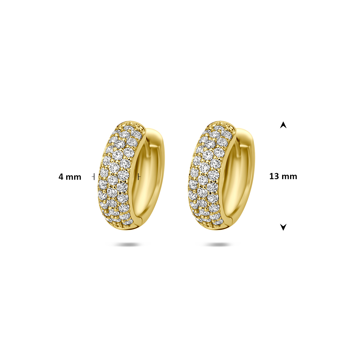 klapoorringen lab grown diamant 0.60ct (2x 0.3ct) f vs 13 mm 14K geelgoud - Afbeelding 4
