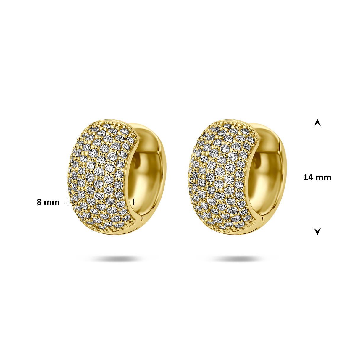 klapoorringen lab grown diamant 1.07ct (2x 0.535ct) f vs 14 mm 14K geelgoud - Afbeelding 4