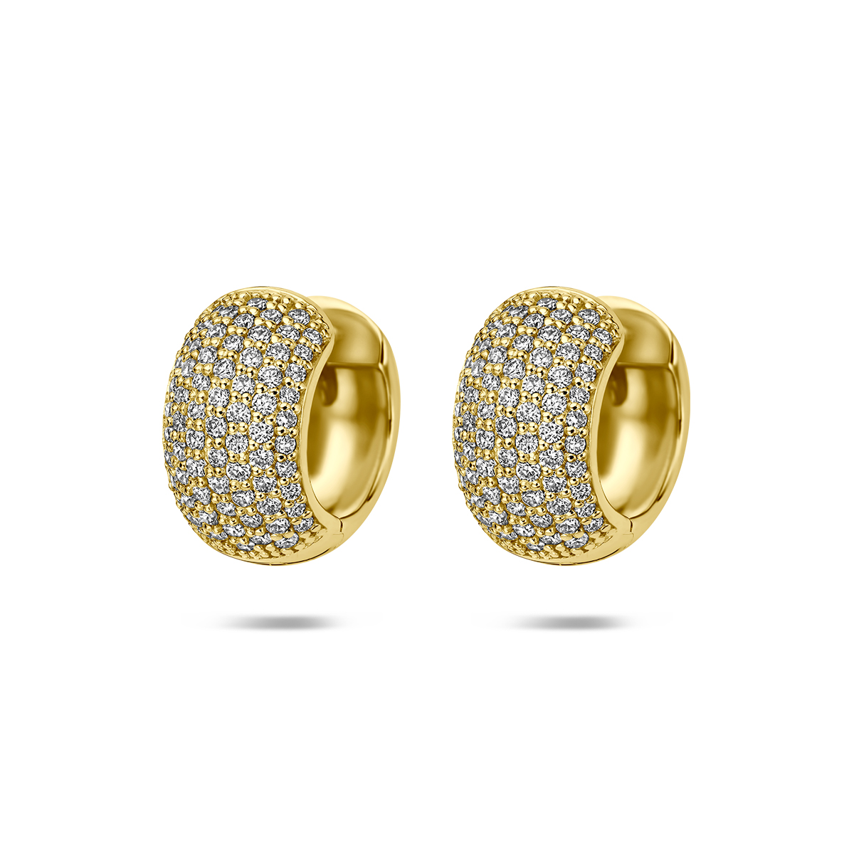 klapoorringen lab grown diamant 1.07ct (2x 0.535ct) f vs 14 mm 14K geelgoud