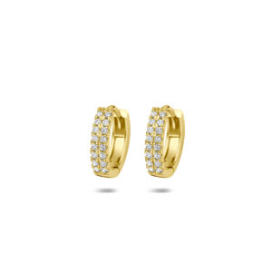 klapoorringen ovaal zirkonia 12 mm 14K geelgoud