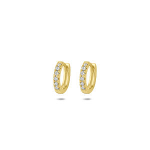 klapoorringen rond lab grown diamant 0.12ct (2x 0.06ct) f vs 10 mm 14K geelgoud