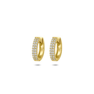 klapoorringen rond zirkonia 12 mm 14K geelgoud