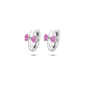 klapoorringen roze strik 11,5 mm zilver gerhodineerd