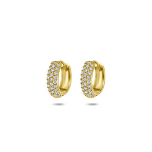 klapoorringen zirkonia 11,5 mm 14K geelgoud