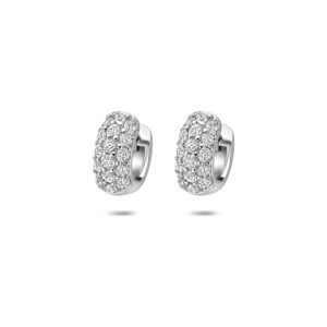 klapoorringen zirkonia 12 mm zilver gerhodineerd