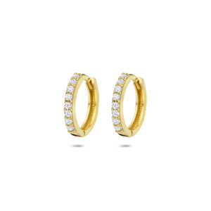 klapoorringen zirkonia 13 mm 14K geelgoud
