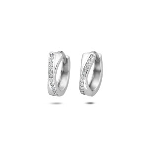 klapoorringen zirkonia 13 mm zilver gerhodineerd