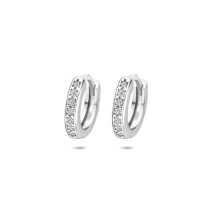 klapoorringen zirkonia 13 mm zilver gerhodineerd