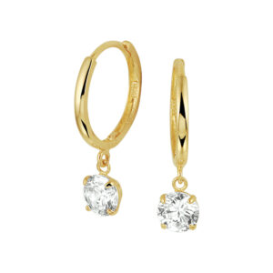 klapoorringen zirkonia 14K geelgoud