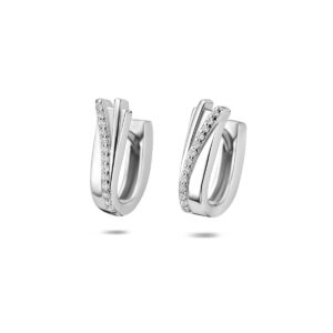 klapoorringen zirkonia 15,5 mm zilver gerhodineerd