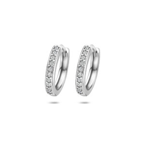 klapoorringen zirkonia 16 mm zilver gerhodineerd