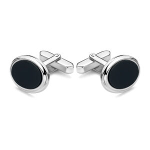 manchetknoppen onyx 18,5 mm zilver gerhodineerd