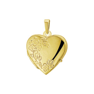 medaillon hart gravure poli/mat 17 mm 14K geelgoud