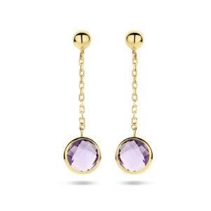 oorhangers amethist 14K geelgoud