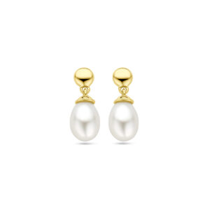 oorhangers parel 15 mm 14K geelgoud