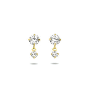 oorhangers zirkonia 8 mm 14K geelgoud