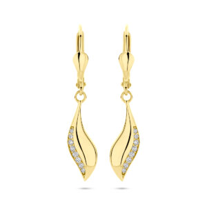 oorhangers zirkonia brisur haak 32 mm 14K geelgoud