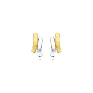 oorknoppen bicolor gestift 12 mm 14K geelgoud
