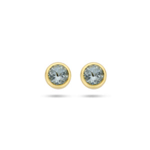 oorknoppen blauw topaas 4,5 mm 14K geelgoud