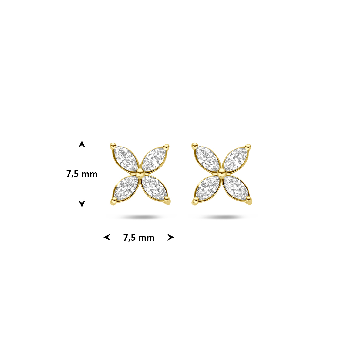 oorknoppen bloem lab grown diamant 0.56ct (2x 0.28ct) f vs 7,5 mm 14K geelgoud - Afbeelding 4