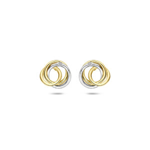 oorknoppen diamant 0.02ct (2x0.01ct) h si 8,5 mm 14K bicolor goud geel/wit