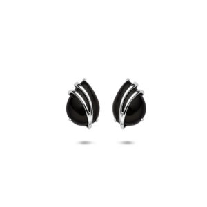 oorknoppen druppel onyx 11 mm zilver gerhodineerd