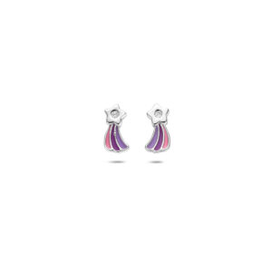 oorknoppen emaille vallende ster zirkonia 8 mm zilver gerhodineerd