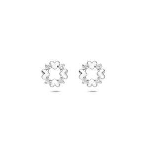 oorknoppen hartjes zirkonia 8 mm zilver gerhodineerd