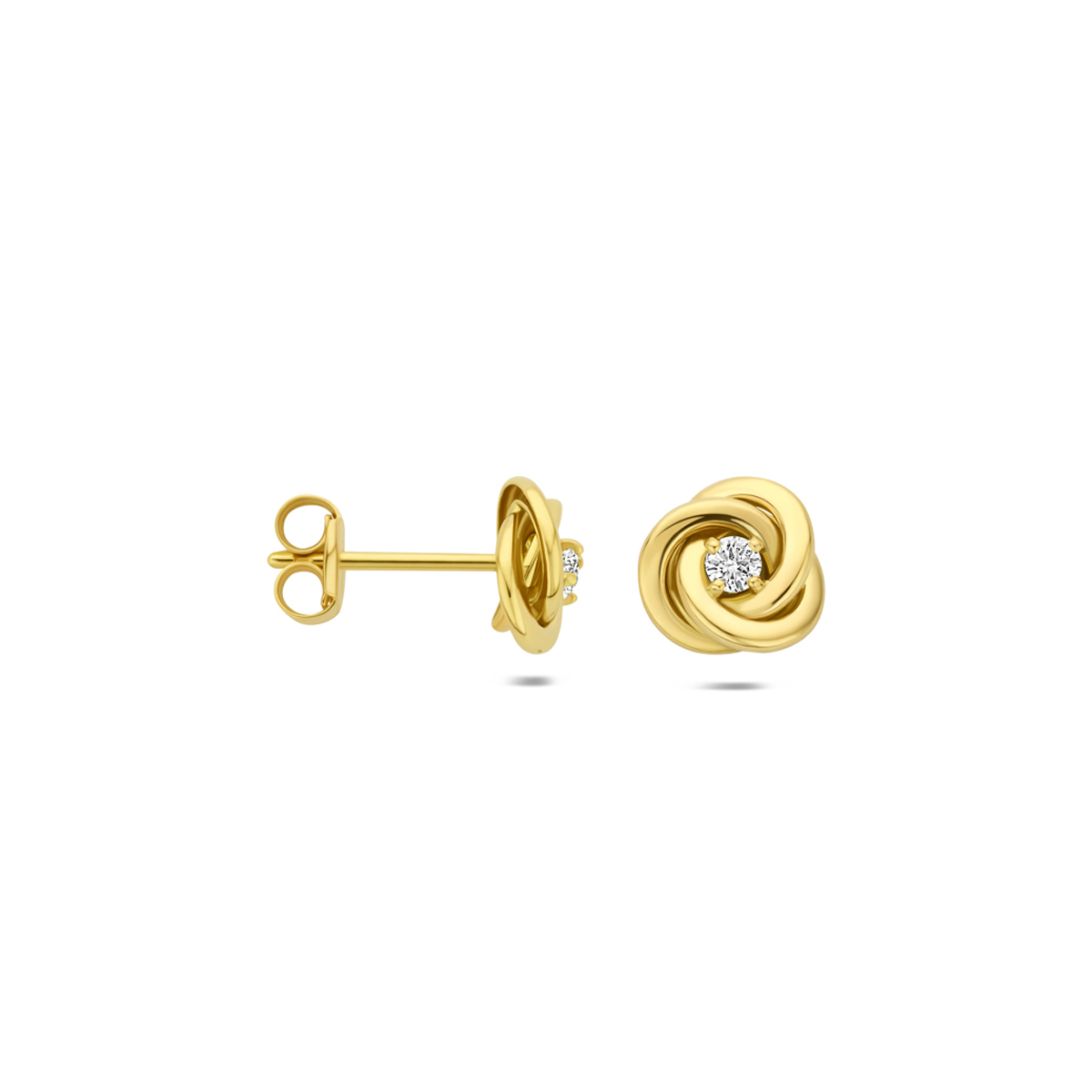 oorknoppen lab grown diamant 0.07ct (2x 0.035ct) f vs 7 mm 14K geelgoud - Afbeelding 3