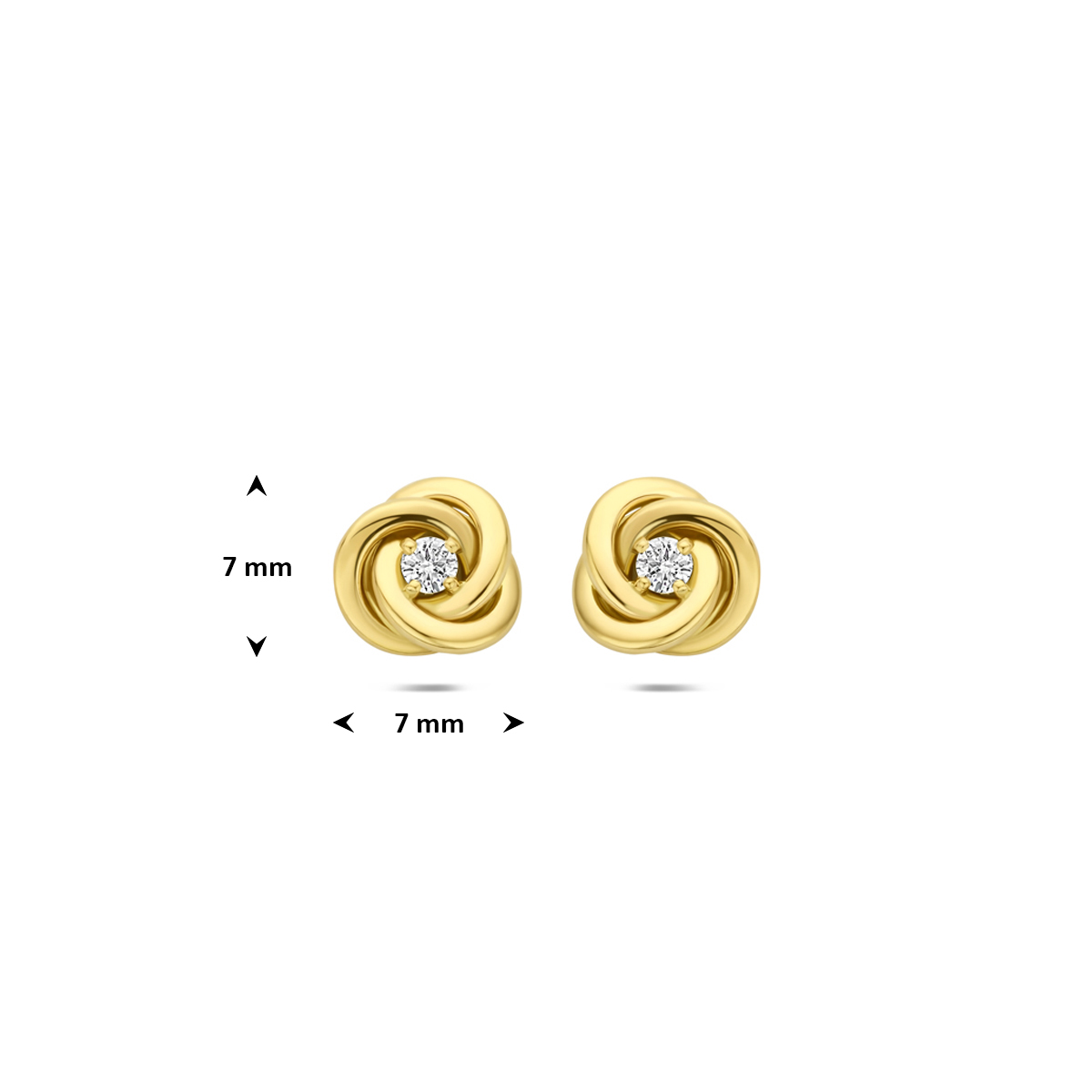 oorknoppen lab grown diamant 0.07ct (2x 0.035ct) f vs 7 mm 14K geelgoud - Afbeelding 4