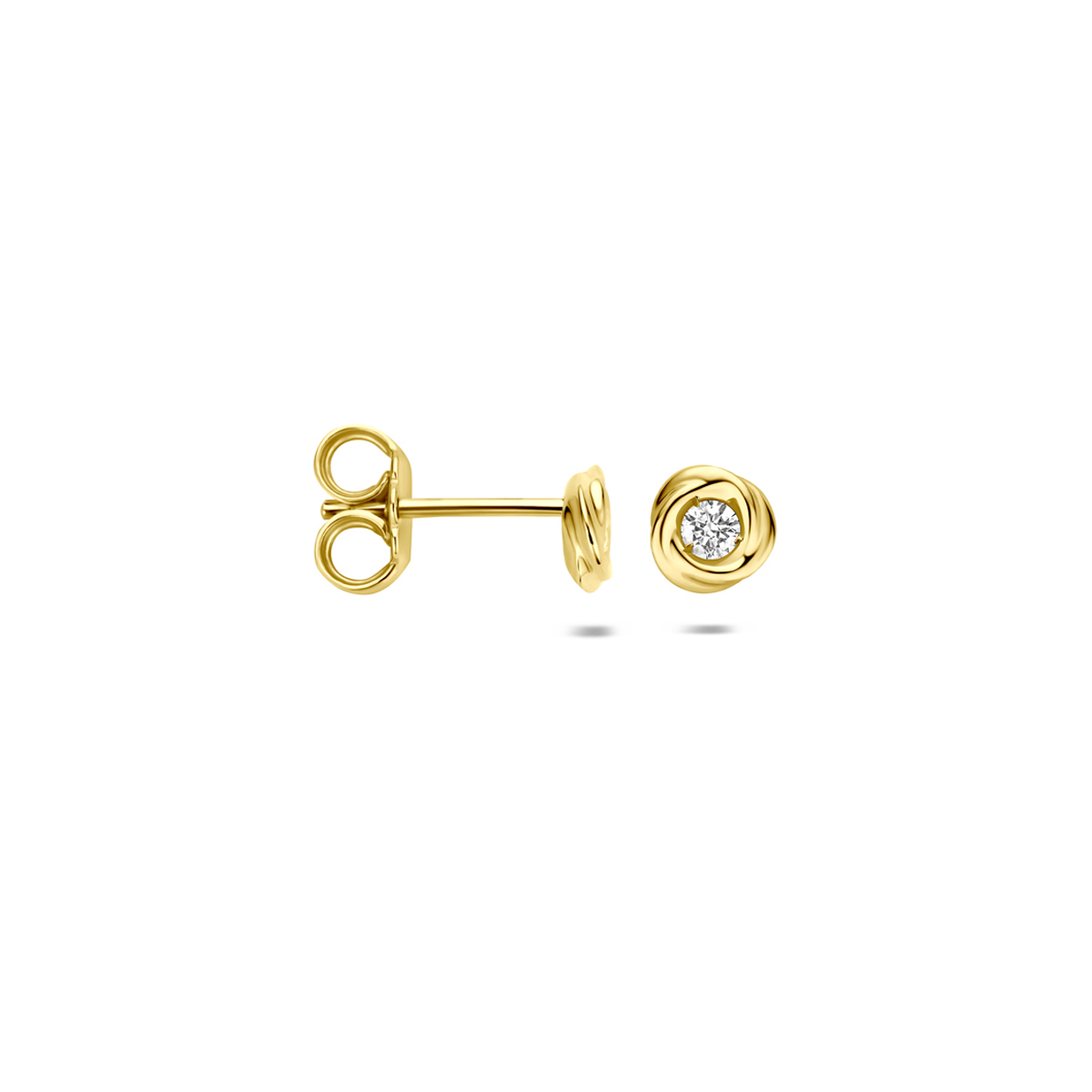 oorknoppen lab grown diamant 0.10ct (2x 0.05ct) f vs 5 mm 14K geelgoud - Afbeelding 3