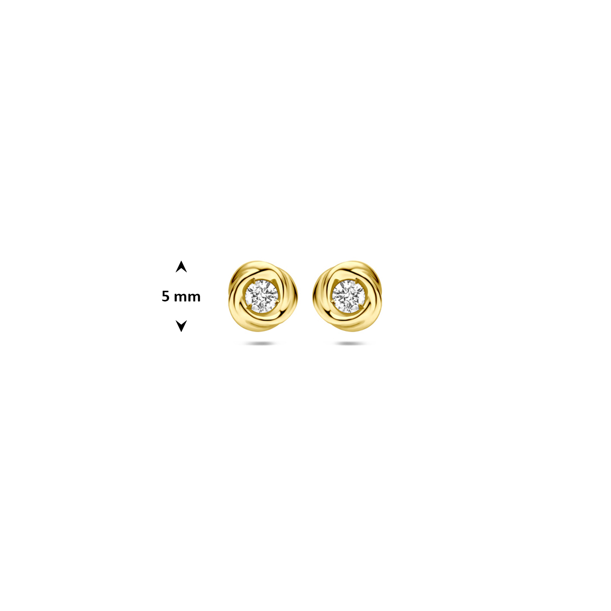 oorknoppen lab grown diamant 0.10ct (2x 0.05ct) f vs 5 mm 14K geelgoud - Afbeelding 4