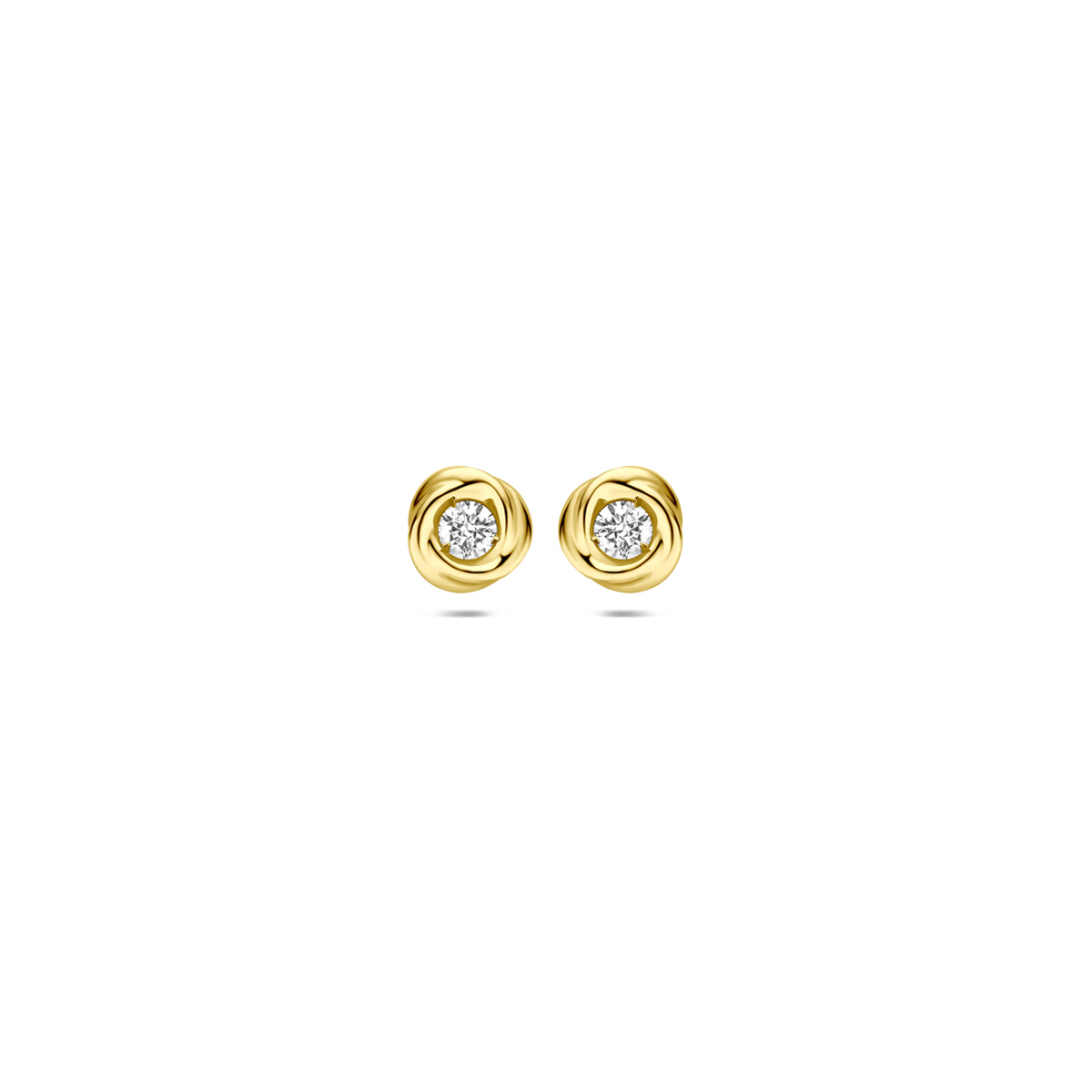 oorknoppen lab grown diamant 0.10ct (2x 0.05ct) f vs 5 mm 14K geelgoud