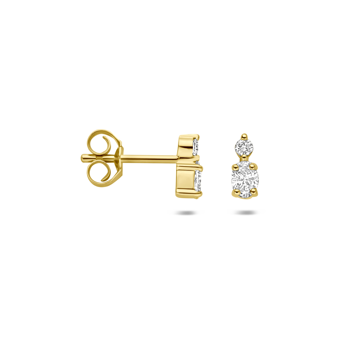 oorknoppen lab grown diamant 0.12ct (2x 0.1225ct) f vs 6,5 mm 14K geelgoud - Afbeelding 3