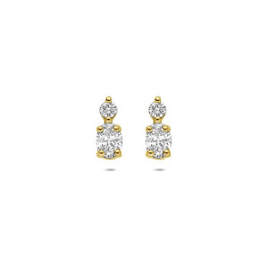 oorknoppen lab grown diamant 0.12ct (2x 0.1225ct) f vs 6,5 mm 14K geelgoud