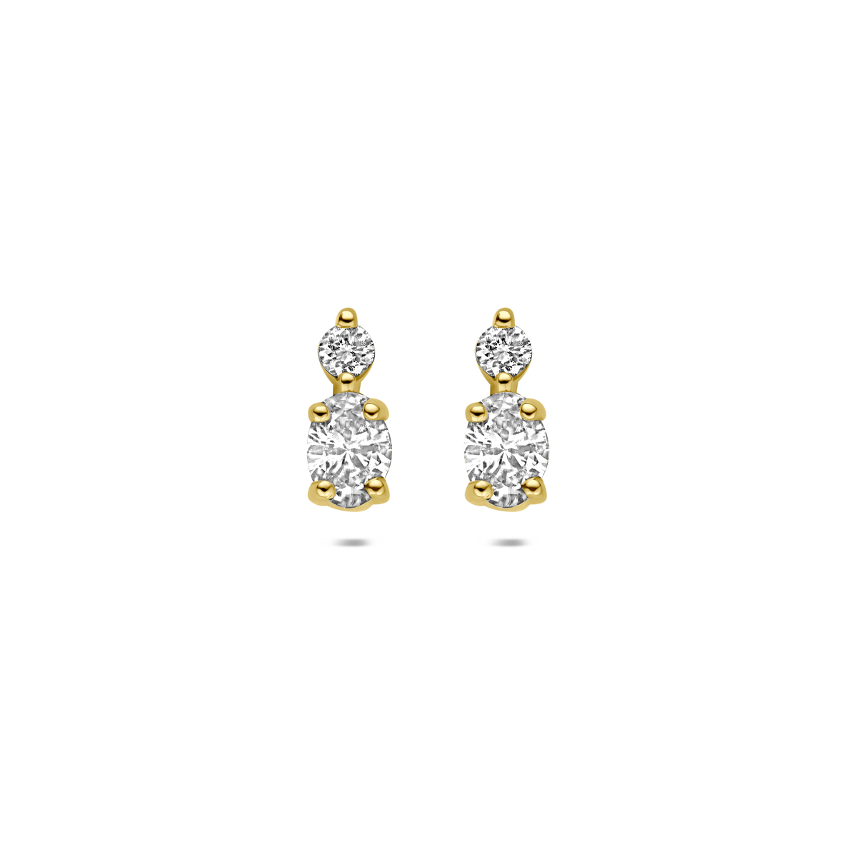 oorknoppen lab grown diamant 0.12ct (2x 0.1225ct) f vs 6,5 mm 14K geelgoud